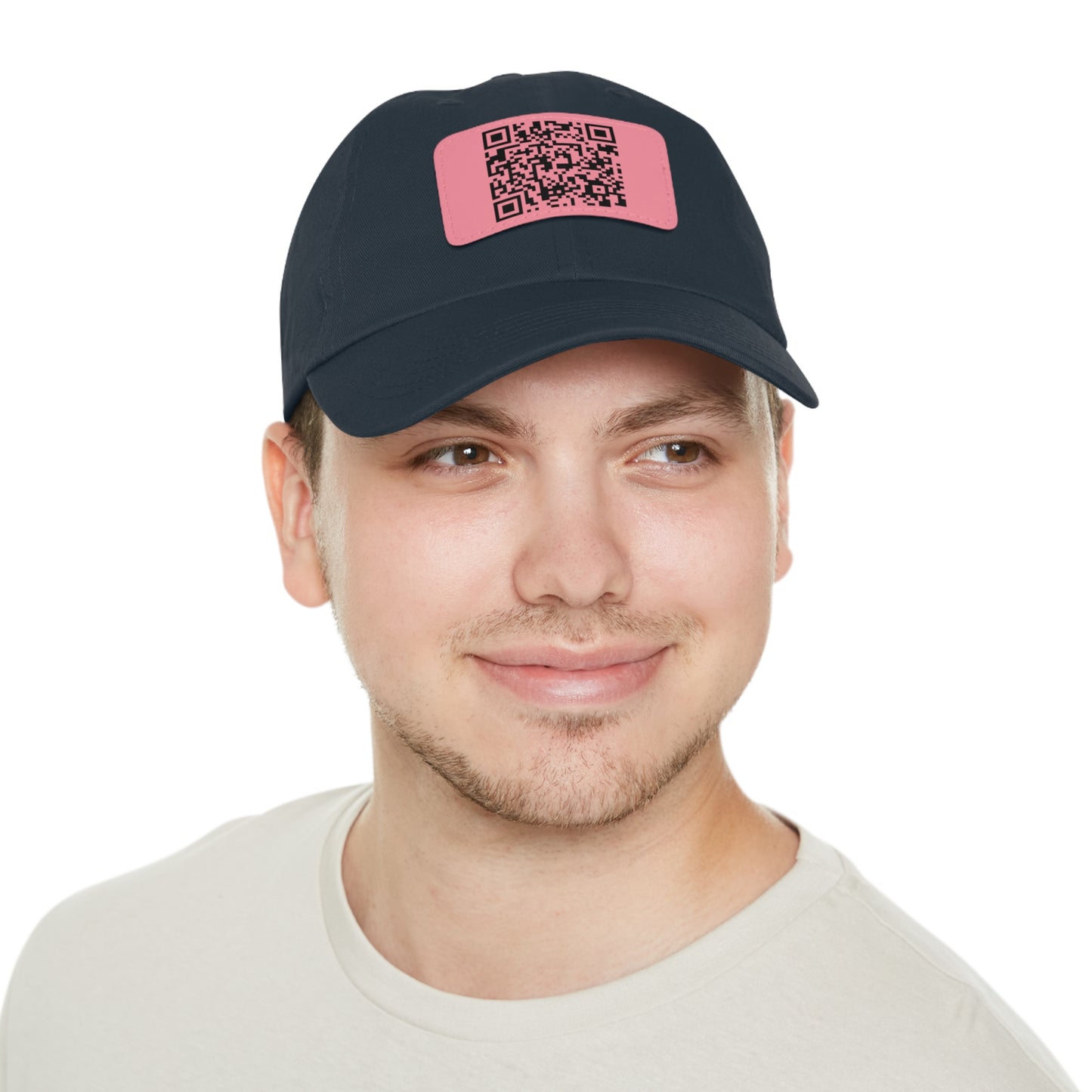 Hat with Leather QR Code Patch - "Jesus Loves You :)"