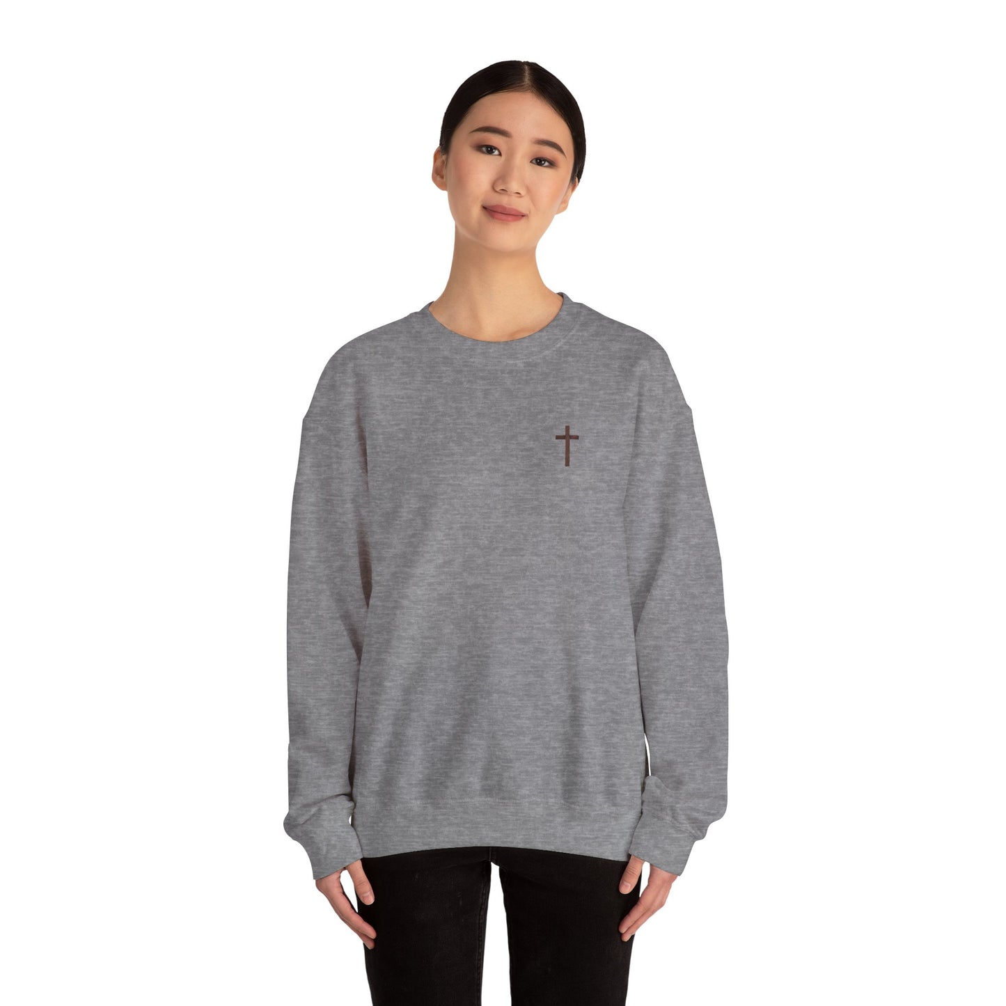 QR Code Unisex Heavy Blend™ Crewneck Sweatshirt - Says, "Jesus Loves You :)"