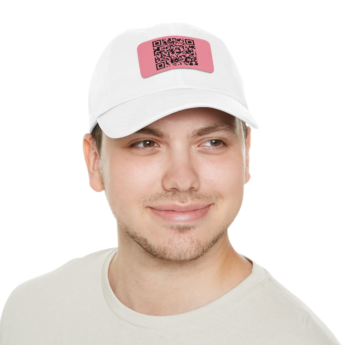 Hat with Leather QR Code Patch - "Jesus Loves You :)"