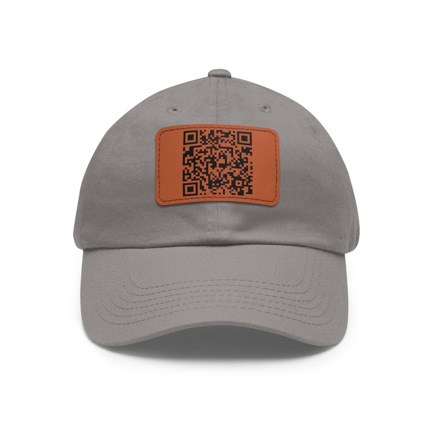 Hat with Leather QR Code Patch - "Jesus Loves You :)"