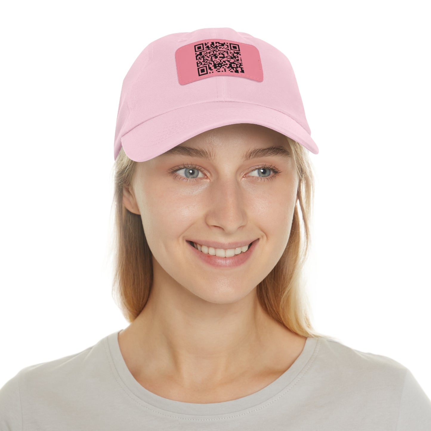 Hat with Leather QR Code Patch - "Jesus Loves You :)"