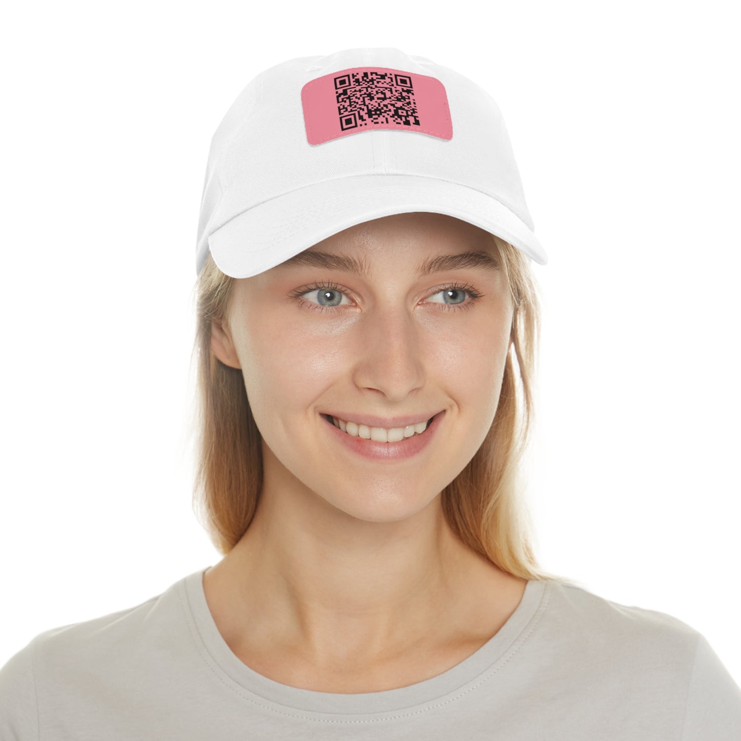 Hat with Leather QR Code Patch - "Jesus Loves You :)"