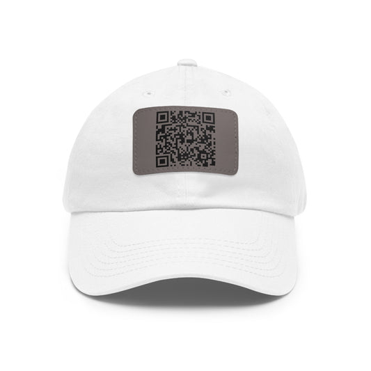 Hat with Leather QR Code Patch - "Jesus Loves You :)"