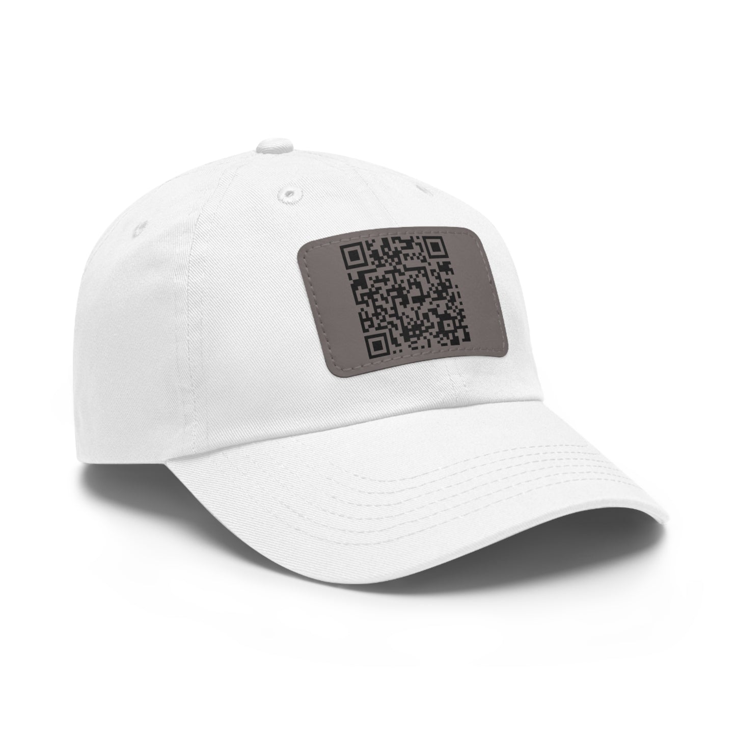 Hat with Leather QR Code Patch - "Jesus Loves You :)"